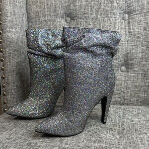 Shimmering Silver Heeled Boots